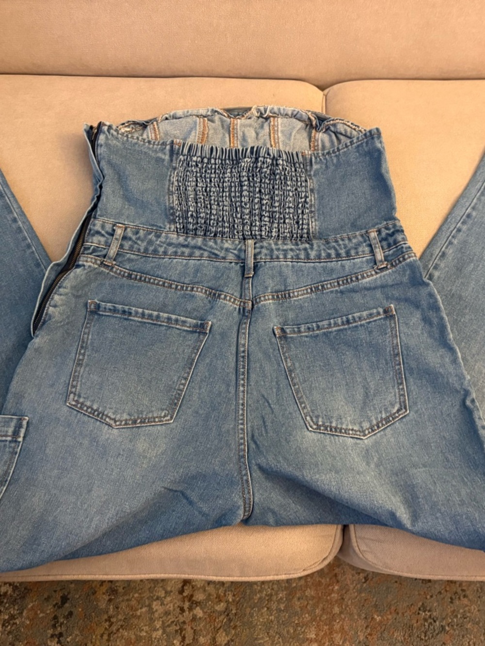 wild fable Light Blue High-Waist Wide Leg Cargo Jeans